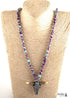 Boho Necklace, RH Antique Horn Crystal Lava Stone